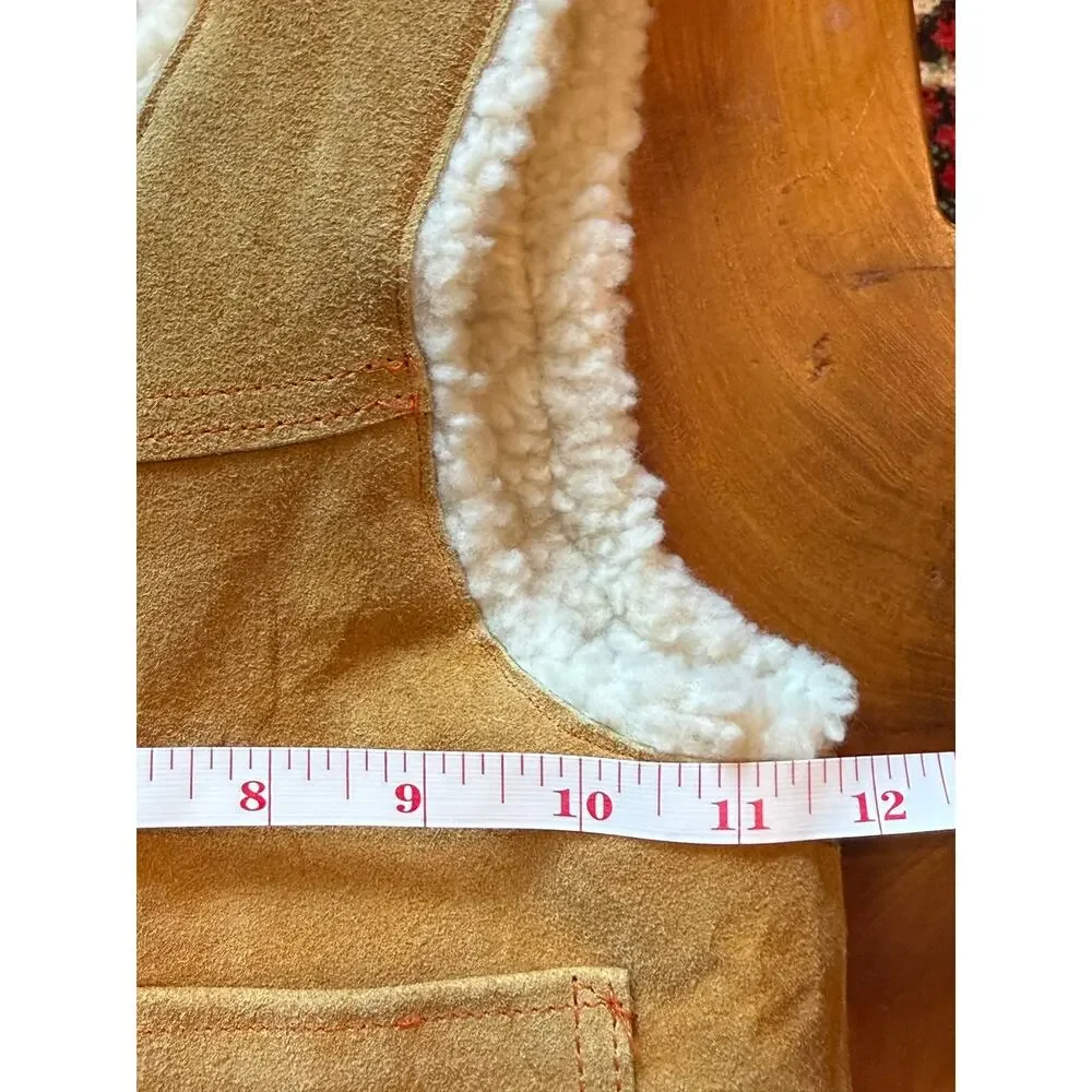 Kids Western Suede Shearling Vest 3T Tan Oklahoma 1907 Snap Cowboy Cowgirl